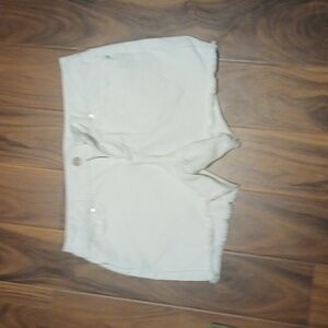White mid rise jean shorts